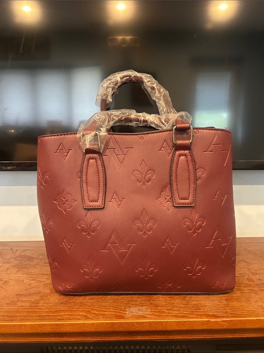 Adrienne Vittadini Burgundy Embossed Tote